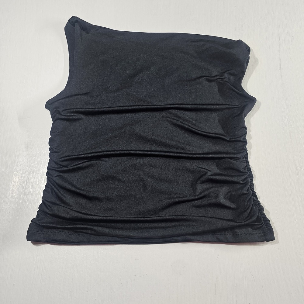 NWT Trendy Sexy Club Black Sleeveless Asymmetrical Tank Top Size L Envie